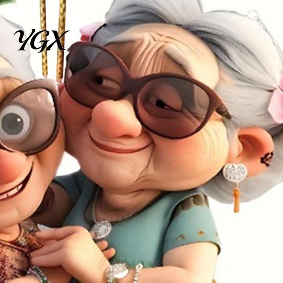 Feline Car Ornament Pendant Old Lady Design Acrylic Hanging Accessory Indoor Outdoor Christmas Tree Door Window Decor