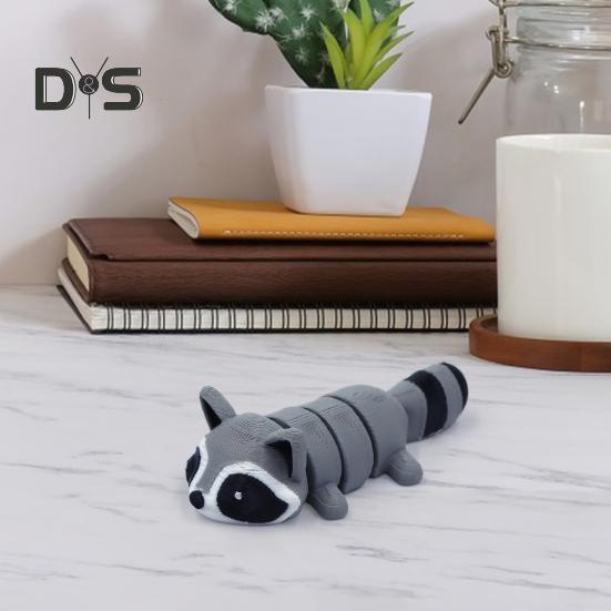 3D-печатный енот, гибкая шарнирная игрушка-енот, мини-енот в мусорном баке для коллекционеров животных, подарок детям