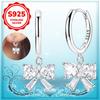 Новые серьги 100% Натуральное Серебро 925 Пробы Женские Серьги-Кольца Женский Свадебный Помолк Подарок Девушке Жене на День Рождения