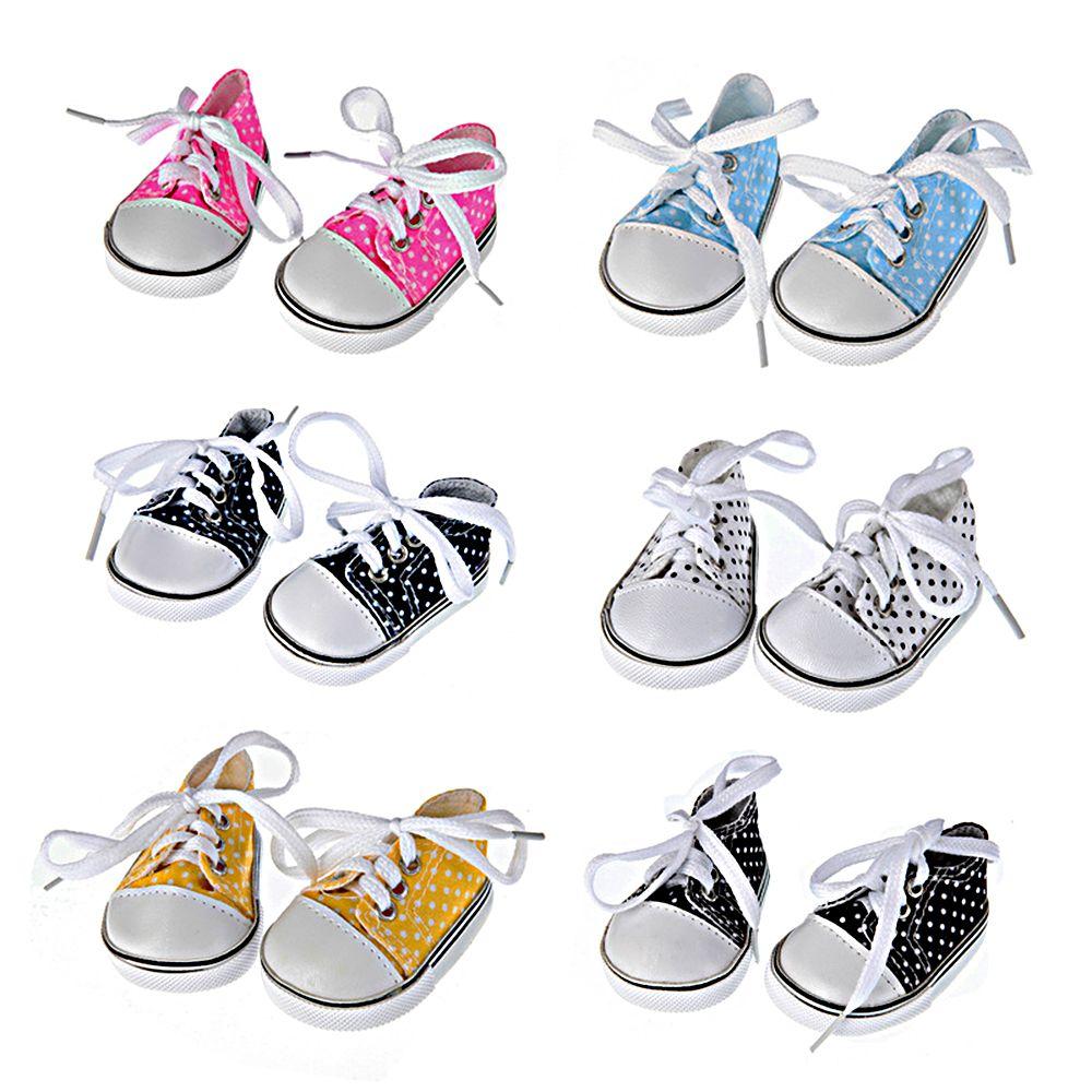 7cm Handmade Toys 18 Inches Doll Doll Shoes Doll Accessories Canvas Shoes Wave point Shoes
