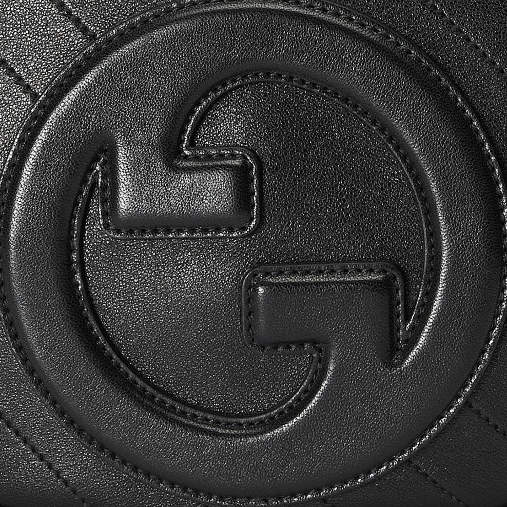Gucci Blondie Double G Logo Detachable Shoulder Strap Zipper Closure Leather Crossbody Bag Women bags Black 760175-AACPY-1000