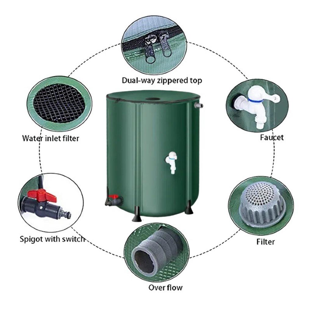 Large Capacity Rain Water Recovery Storage Tank Collapsible  Filter impurities Rain Barrel Water Collector 100-500L Rain Bucket