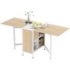Folding Dining Table For 4 People 169 Cm Drop Leaf Table With Storage Shelves For Small Spaces Kitchen Dining Room Oak