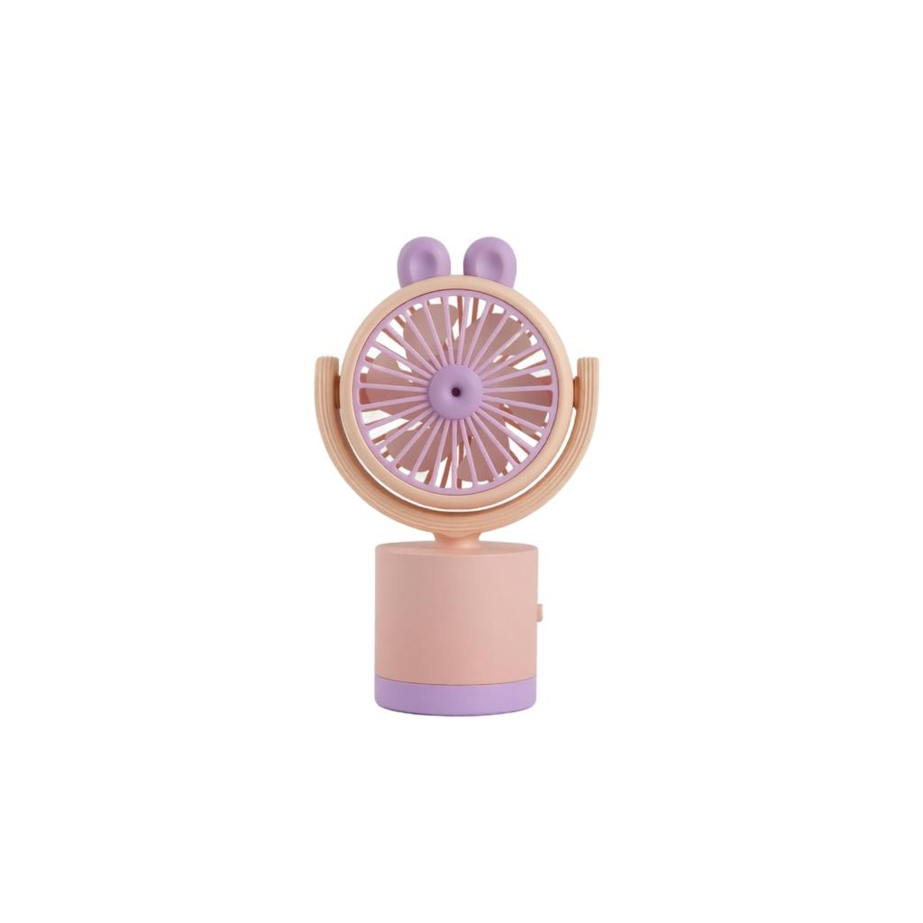 Adjustable Rotating Desktop Fan Rechargeable Portable Small Fan with Bunny Ear Design USB Powered Mini Table Fan for Office Home