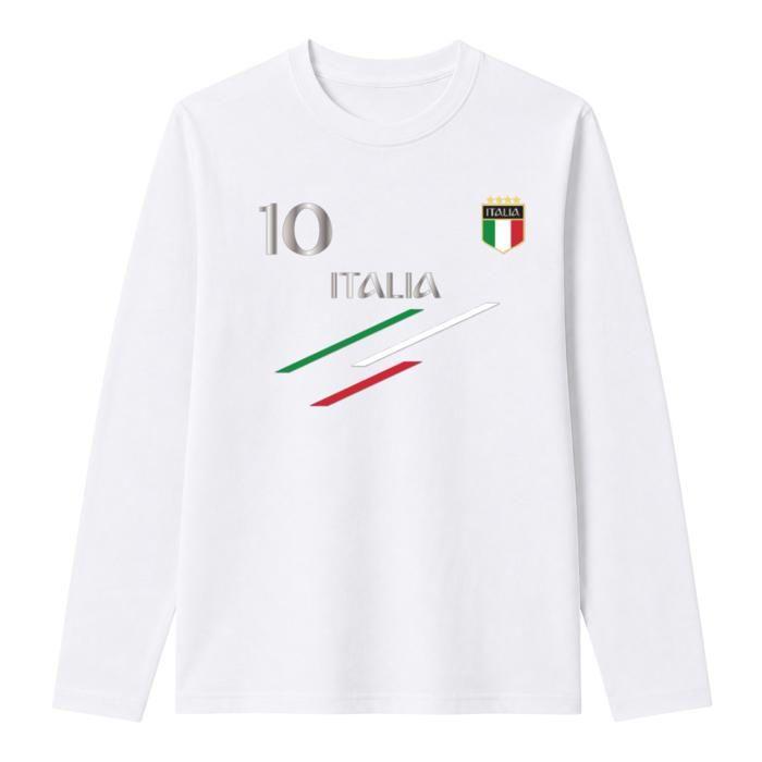 Tee-Shirt Manches Longues inspiré Italie - 100% coton - Enfant - Blanc