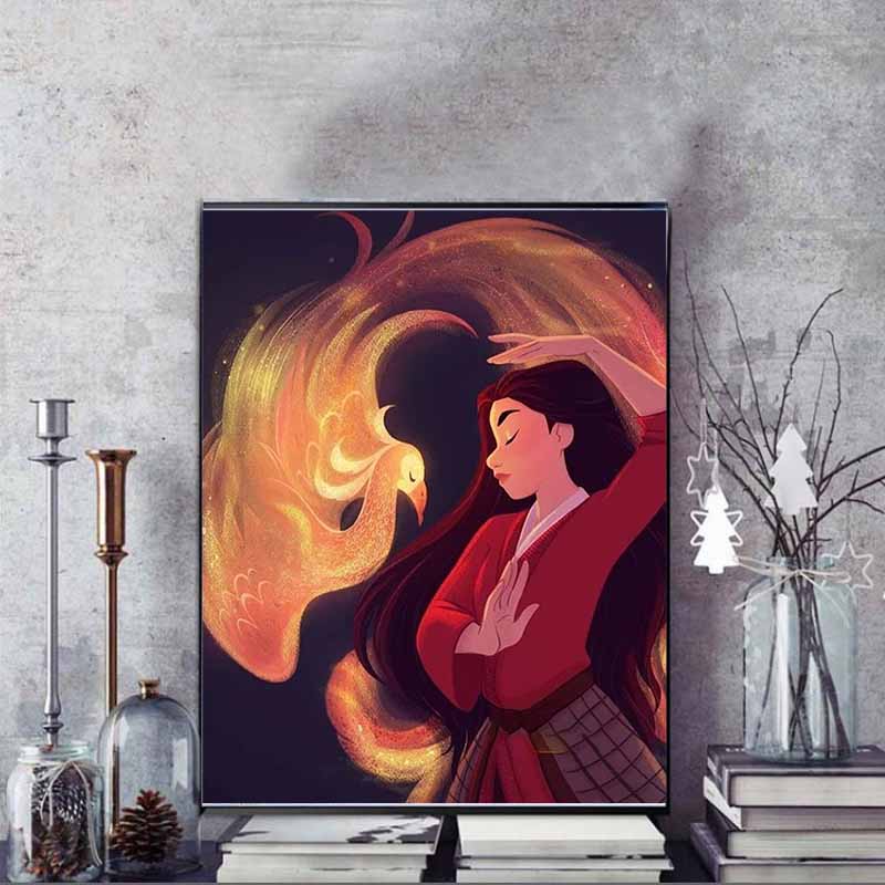Disney Алмазная живопись Мулан Феникс Тематическое произведение искусства Мультфильм Алмазная живопись Полная алмазная вышивка крестом Сделай сам Подарок Домашнее украшение
