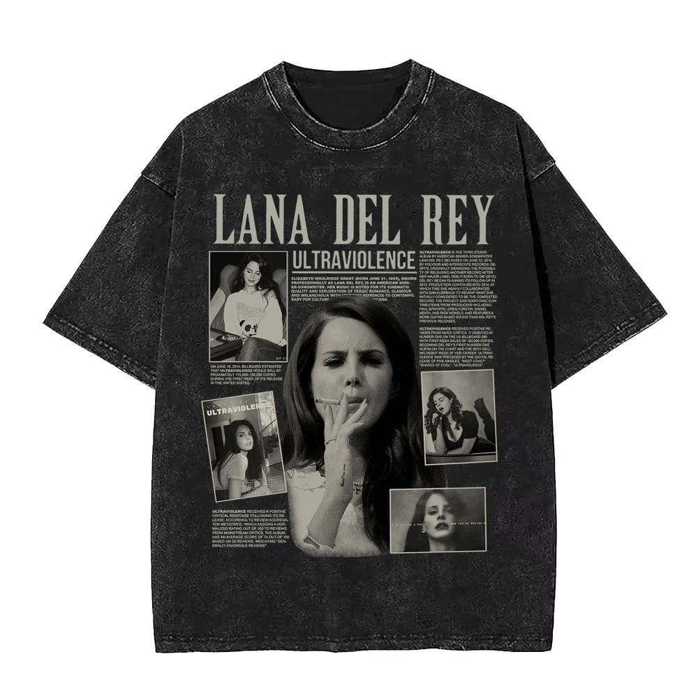 Washed Vintage WashedLana Del Rey Tour Tshirt Men Women Hip Hop Fashion Pop Music Tshirts Unisex Casual Cotton T Shirts