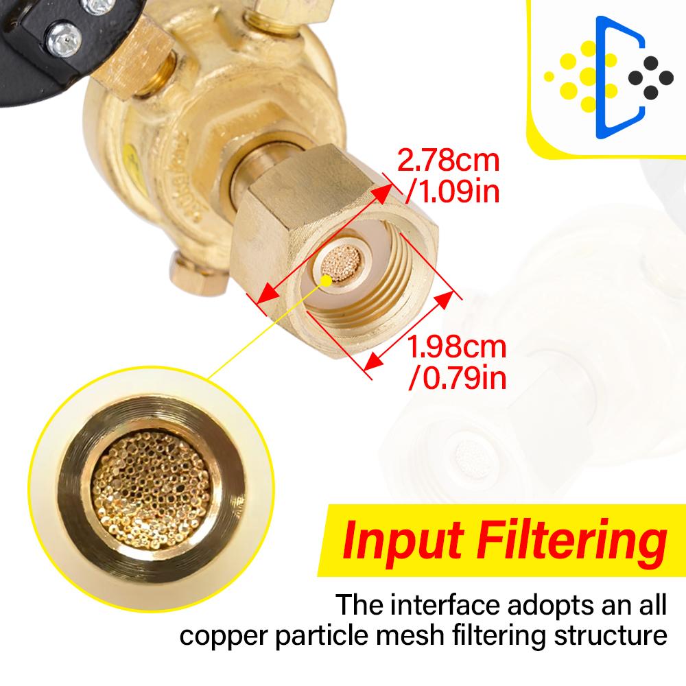 Pressure Regulator Dual Gauge Argon Pressure Reducing Gauge W21.8 Connector Mini Type Welding Flow Meter Control Valve