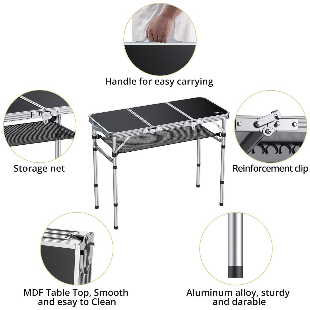 Anbte Складной Кемпинговый Высота как для Открытого воздуха, так и для Помещений Максимальный Сделан из Поставляется с Хранением Легкий и Идеальный для и Пляжный Стол, 3-уровневый