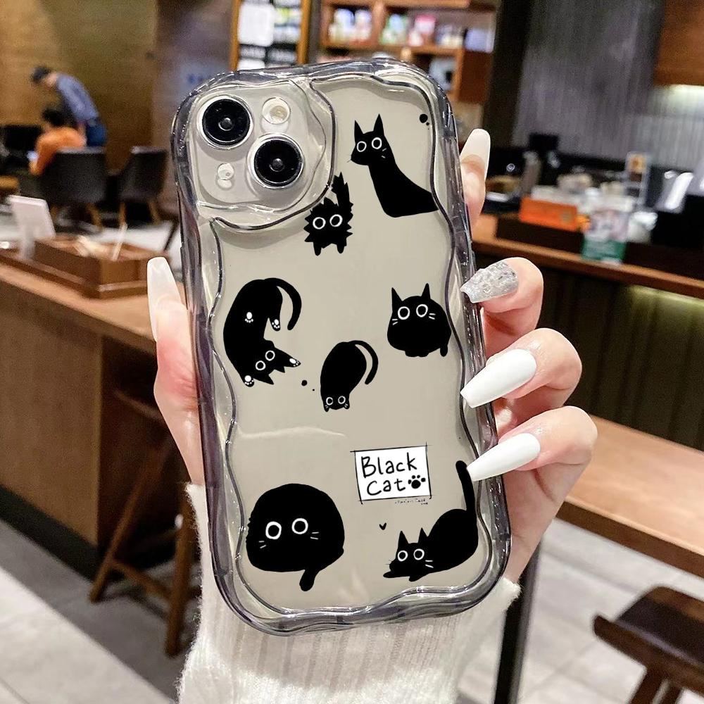 LZ11 Cat Cute Art Design Clear Soft Wave Phone Cases for iPhone 15 13 Pro Max 12 Mini 14 8 Plus XS Max XR 6 Protection Back Cover
