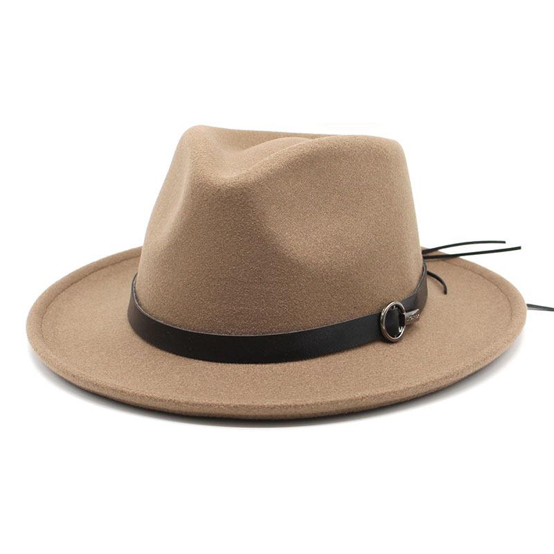 Thick Wool Felt Bell Top Wide Brim Unisex Fedora Hat