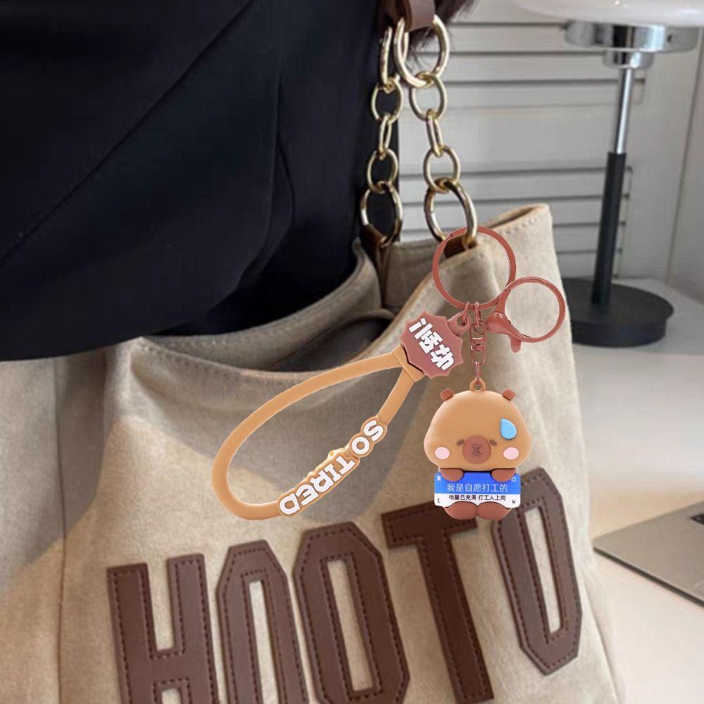 Брелок для ключей Capybara из ПВХ, милый кулон в виде панды из мультфильма, подарок на день рождения для детей