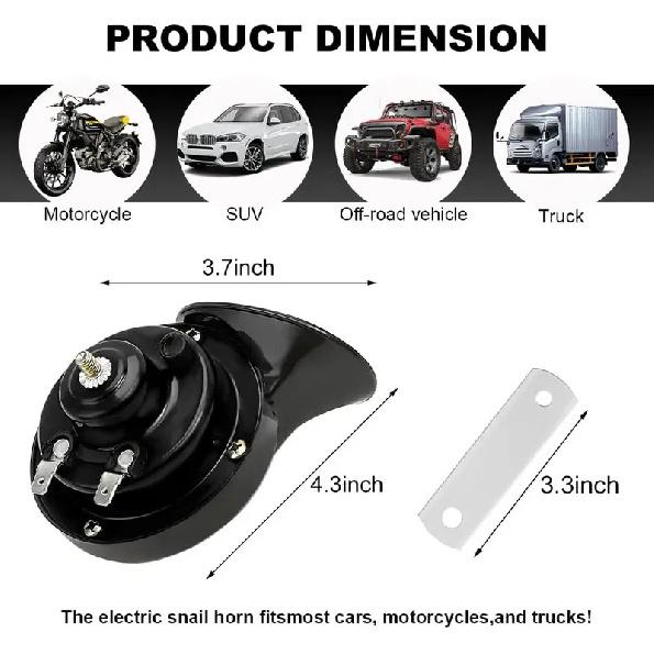 12V/48V Snail Air Horn Super Loud High Pitch Waterproof Heavy Duty Durable Horn Replacement for Motorbike Truck Car RV Off-Road