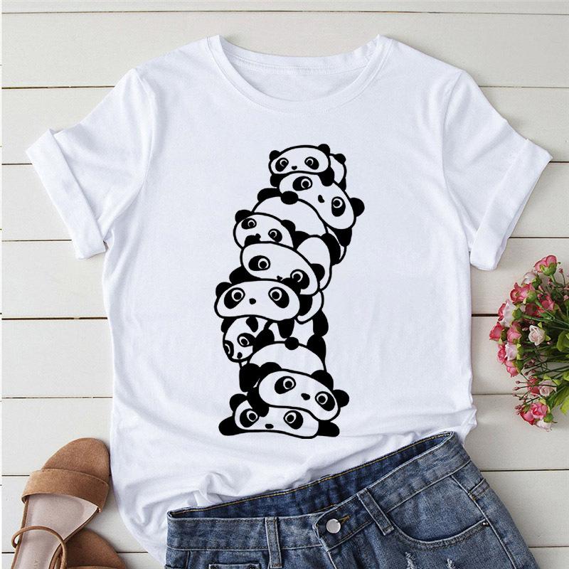 Summer Tshirts Cartoon T Shirt Women Kawaii Panda Yoga Print Graphic T Shirts Cute Girl Harajuku Anime Cartoon Female Clothes