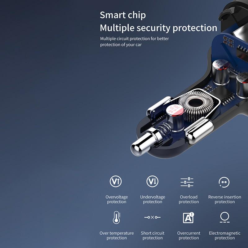 Автомобильный комплект Bluetooth5.0 Беспроводной FM-передатчик Автомобильное зарядное устройство с двумя USB-портами MP3-плеер Радиоадаптер Поддержка громкой связи TF-карта Вход для флэш-накопителя USB