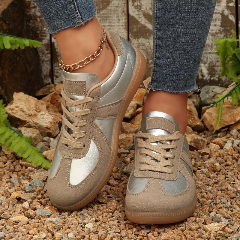 Мода 2025 Большой размер На шнуровке Женские вулканизированные туфли Уличные Универсальные Низкий каблук Женские кроссовки Смешанные цвета Удобная Повседневная обувь