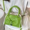 Gentle and stylish simple bow handbag 2025 summer new solid color Korean version casual niche messenger bag