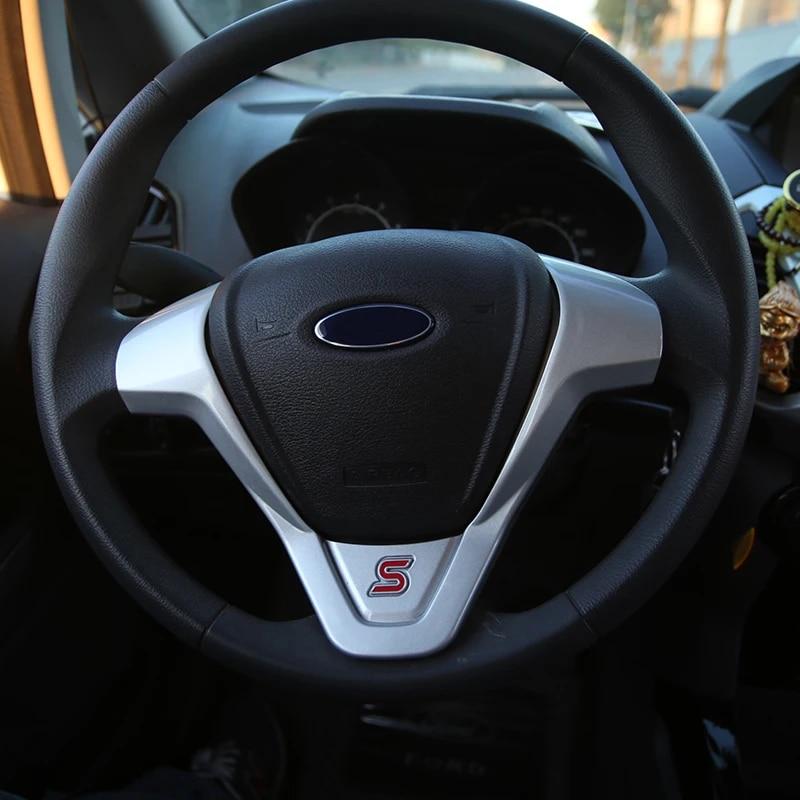 ABS отделка рулевого колеса наклейки с блестками для Ford Ecosport 2013-2016 New Fiesta 2012 2013 2014 2015 2016 2017 автоаксессуары