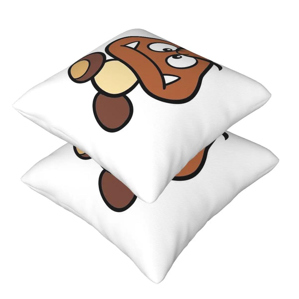 Cartoon Game Goomba Face 2 Pcs Square Pillowcase Pillow Cover Cushion Decor Comfort Throw Pillow For Home Living Room