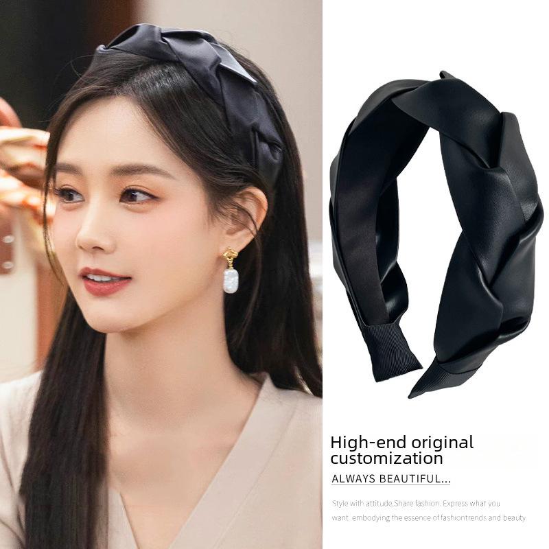 Роскошная французская кожаная плетеная повязка на голову для увеличения роста, ретро, простая заколка для волос