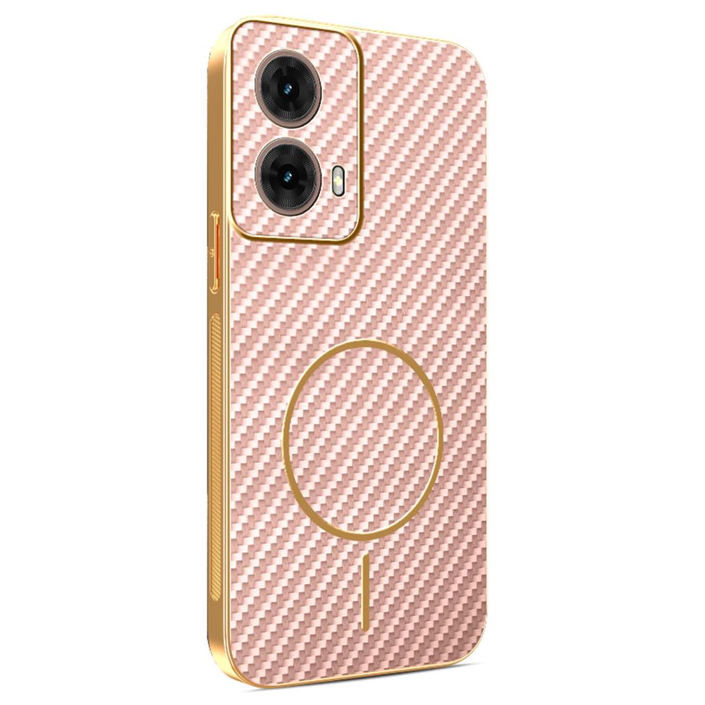 For Motorola Moto G84 5G Phone Case Carbon Fiber Textured Electroplated TPU Back Cover