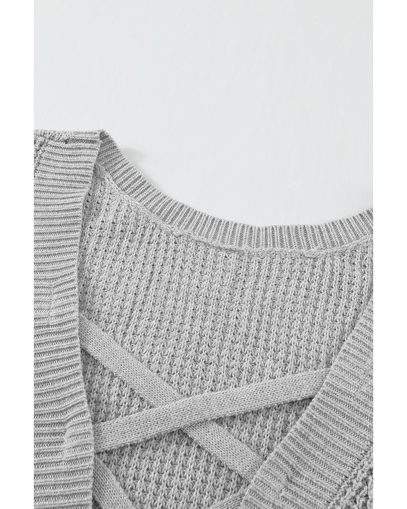 Azura Exchange Серый свитер с перекрещивающимися бретелями на спине