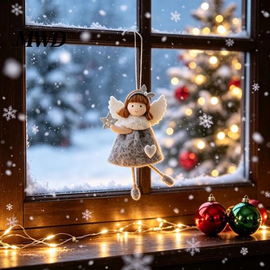 Handmade Fabric Doll Pendant Christmas Plush Ornament, Xmas Tree Decorative Angel Soft Souvenir for Tree, Winter Holiday Home Party Decor Exquisite