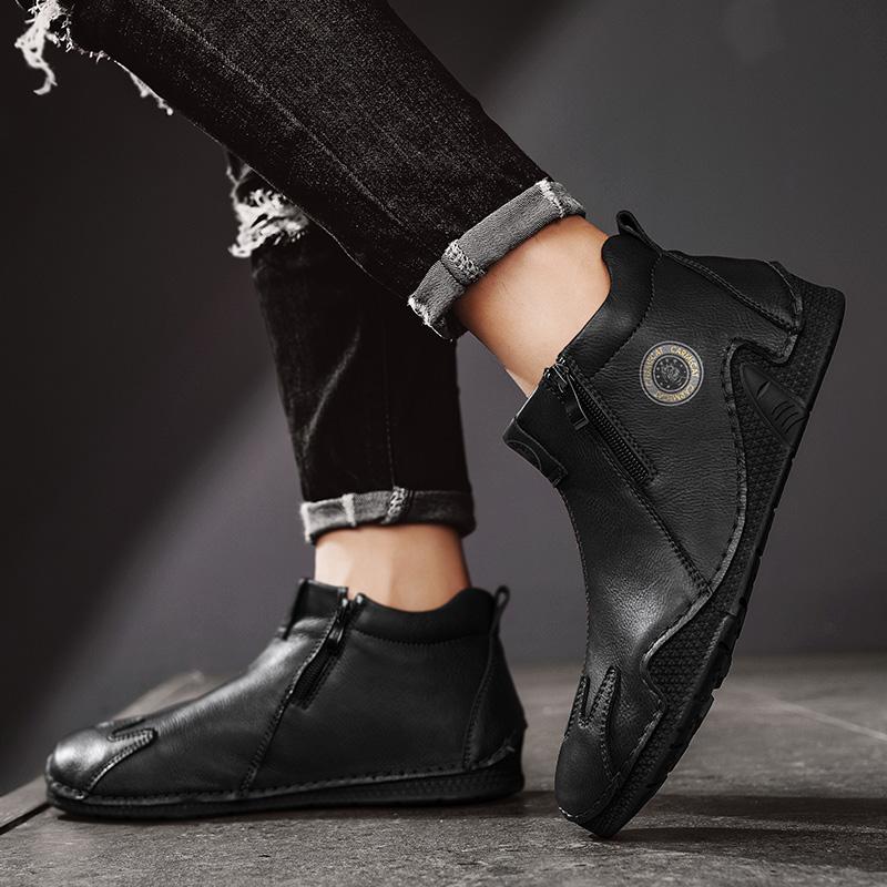 Мужские высокие кожаные ботинки, повседневные кроссовки, зимняя плюшевая обувь, сноубутсы 39-46
