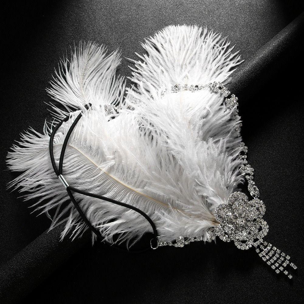 Crystal Feather Headband Sequin 1920s Hair Accessories Masquerade Hair Band Bridal Headdress