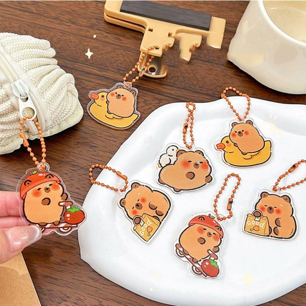 Acrylic Kapibara Bag Hanging Funny Capibara Pendant Kawaii Capybara Acrylic Keychain  Birthday Gift