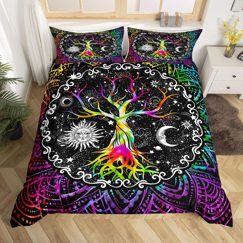 Tree Of Life Bedding Set Fashion 3D Digital Printing 2-3 Piece Set (No Core) Suitable for Bedroom Duvet Cover Set Halloween Gift