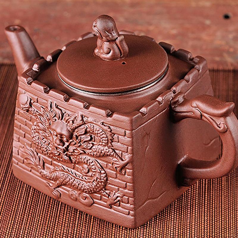 Дракон узор фиолетовые глиняные чайники китайский чайник кунг-фу чайник ручной работы с фильтром для заварки чая чайник чайные аксессуары
