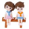 1Set Sweet Couple Diy Mini Miniature Figurine Garden Deco Seat Micro Landscape