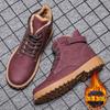 2024 Winter New Men's Boots Hight-Top Work Shoes Fashion All-match Snow Boots Men's British Short Boots Warm Men's Shoes