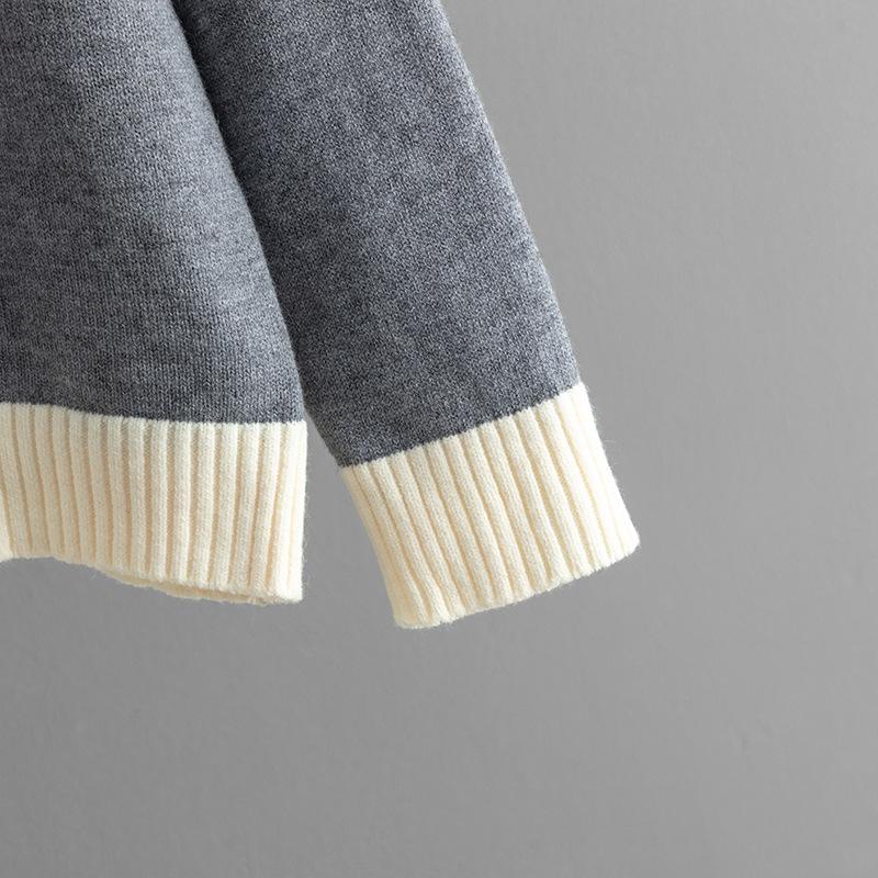 GMXIA Autumn and Winter Style Contrasting Color Round-neck Knitted Sweater Slimming Wide-leg Pants Two-piece Set for Women