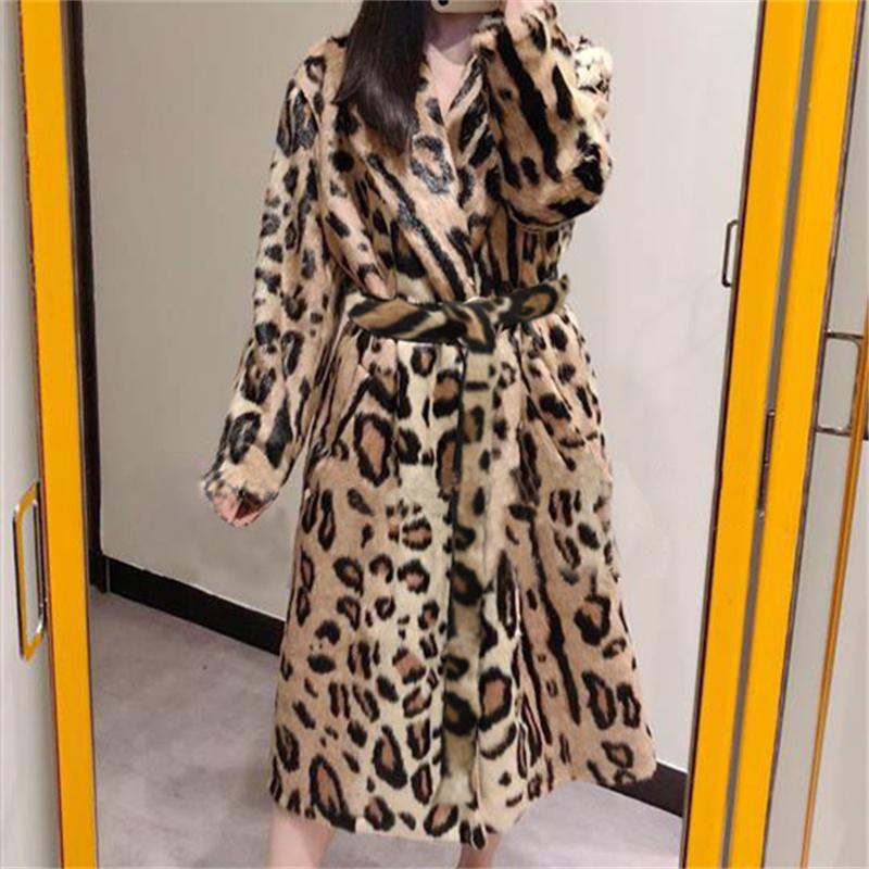 Зимнее плюшевое пальто, женское свободное модное плюшевое пальто, женское леопардовое пальто из искусственного меха, длинная куртка из искусственного меха, женские утепленные пальто