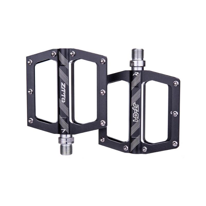Aluminum Bicycle Pedals With Chromoly Steel Axle Mountain Road Bikes JT04 Black Red