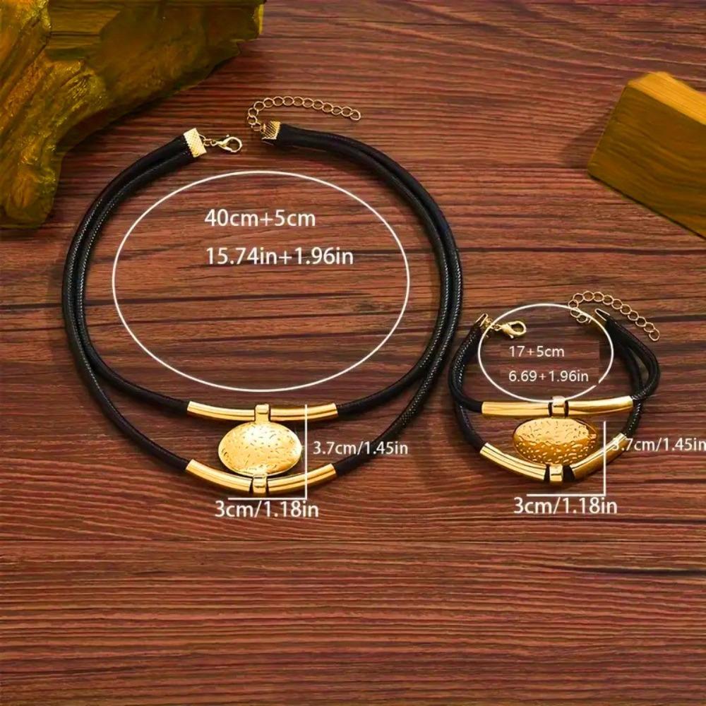 2Pcs/Set Large Necklace Pendant Bohemian Necklace Chain Choker New Necklace Bracelet Set