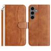 For Samsung Galaxy S24+ Stand Case with Strap PU Leather Wallet Phone Cover S Shape Stitching Design