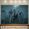 2D plane 1 2D plane scene of zombie cemetery banner - Horror party decoration with tombstones.PMJ