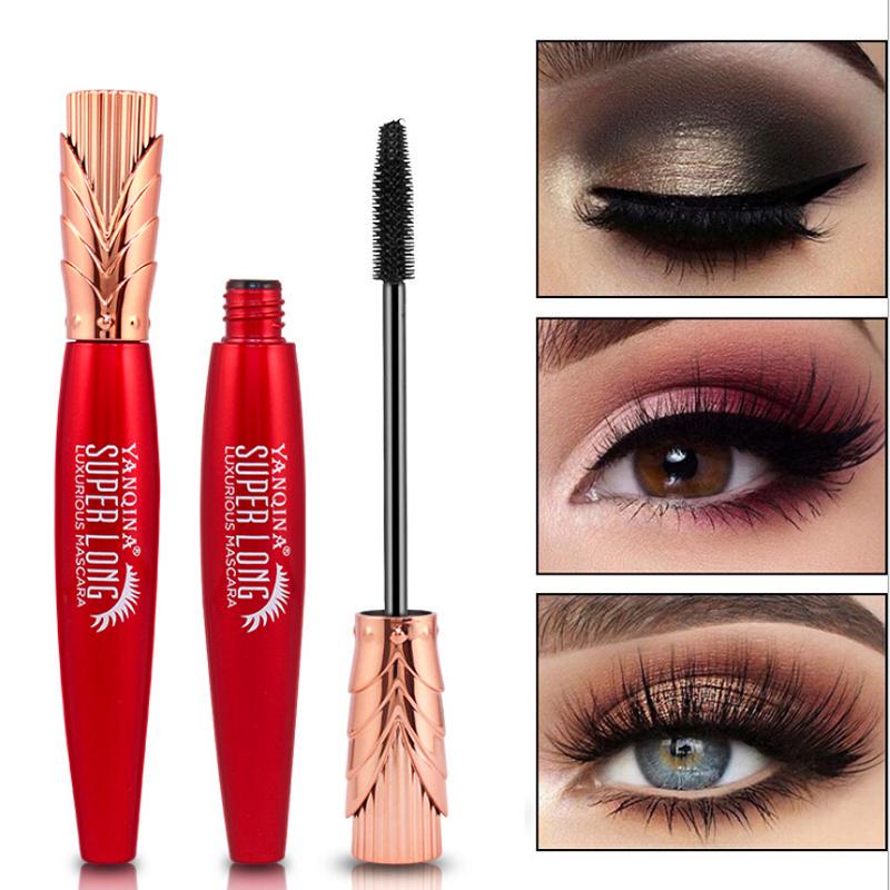 4D Mascara Waterproof Long Eyelashes Extension Silk Fiber Eyelash Black Mascara