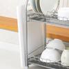 Wahei freiz Iron Drainer Basket Plonge 2 Tier Slim Powder Coating Cutlery Pocket Rear Board Holder PM-9016