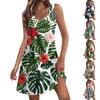 Женские повседневные летние платья-майки с карманами, гавайские платья без рукавов с v-образным вырезом и принтом