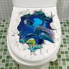 Toilet Sticker Sea Fish Pattern Toilet Lid Sticker Waterproof Strong Adhesive Wall Sticker for Home Bathroom