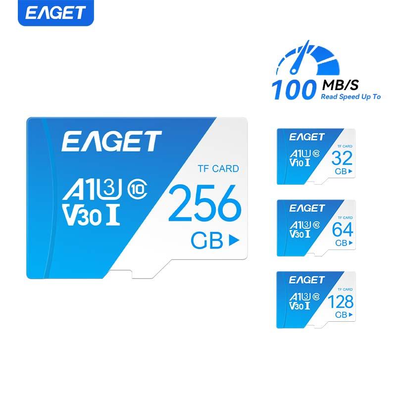 EAGET Карта SD, V30 I A1 Class 10, высокоскоростная карта памяти, длительная запись, без батареи, для смартфонов, компьютеров, камер, игр