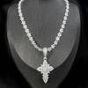 Collar Hop Para Hombre Cross Pendant with Cuban Chain CZ Jewelry Set Ready Stock Bulk
