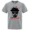 Летняя мужская футболка Смесовая хлопковая с коротким рукавом Принт Breaking Bad Heisenberg Мужская футболка Повседневная футболка Крутая футболка Мужская Мужская Топ
