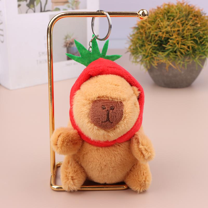 Cute Capybara Plush Toy Cartoon Kapybara Guinea Pig Pendant Soft Stuffed Doll Backpack Keychain Bag Car Key Ring Decor Kid Gift