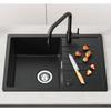 Кухонная мойка из гранита 65x45 см с крылом, цвет антрацитово-черный