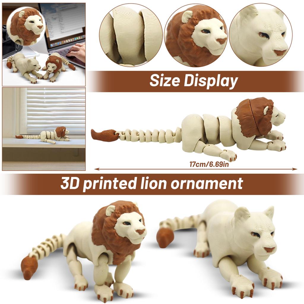 3D-печатная шарнирная фигурка льва, модель с подвижными суставами, реалистичная скульптура животного для демонстрации и коллекции